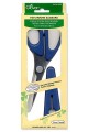 The serrated edge provides easy cutting as fabrics are held in place without slipping.  Easily cuts through multiple layers of fabric including cutting pieces for patchwork projects.